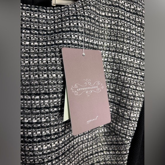 Anthropologie Moulinette Soeurs Grisaille Metallic Tweed Sheath Black Motif Midi - Picture 5 of 9